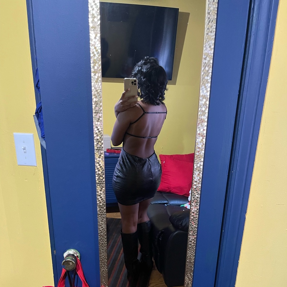 Backless Faux leather dress